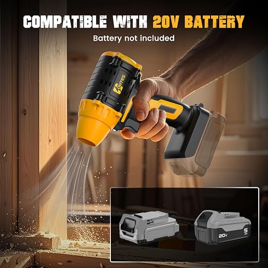 ohyes Air Duster 380W Brushless High-Speed Motor 100,000RPM Fit for DeWALT 20v Max Battery Variable Speed Turbo Jet Fan for Jobsite & Workshop(Battery not Included)