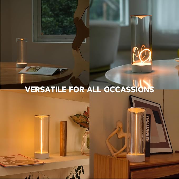 Minimalist Desk Lamp, Cordless Table Lamp, LED Nightstand Light, White