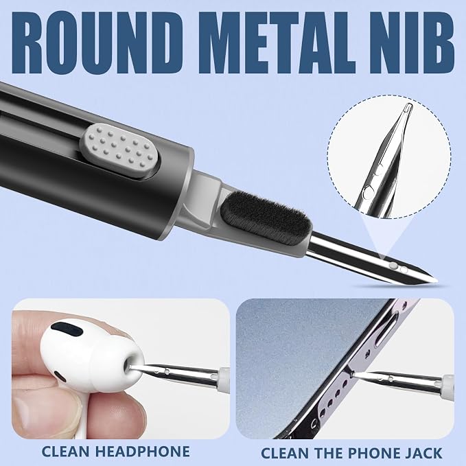 Inesore Multi Cleaning Kit for AirPods & All Bluetooth Earbuds(White+Black) | 3-in-1 Design with Brush,Sponge & Metal Tip, Airpod Cleaning, Phone Cleaner, Earbud Cleaning, Electronic Device Cleaning Tool