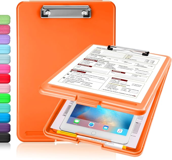 Sooez Clipboard with Storage, Plastic Nursing Clip Board, 8.5" x 11", Work | Sturdy Clipboards Foldable, Cute Hanging Clip Board Case, Teacher, Classroom Must Haves, Office School Supplies, Women & Men