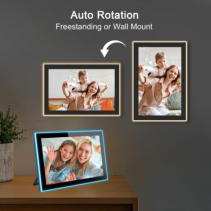 32GB FRAMEO 10.1 Inch WiFi Digital Photo Frame, 1280x800 HD IPS LCD Touch Screen, Auto-Rotate, 32GB Storage, Support USB Drive/SD Card Extend Storage, Share Moments via Frameo App