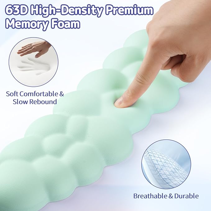 Cloud Wrist Rest Keyboard, Cloud Keyboard Wrist Pad Set with PU Leather Memory Foam, Cute Arm Rest for Palm Support, PC/Gaming Desk Accessories/Office Setup/Computer Hand Cushion - Light Green