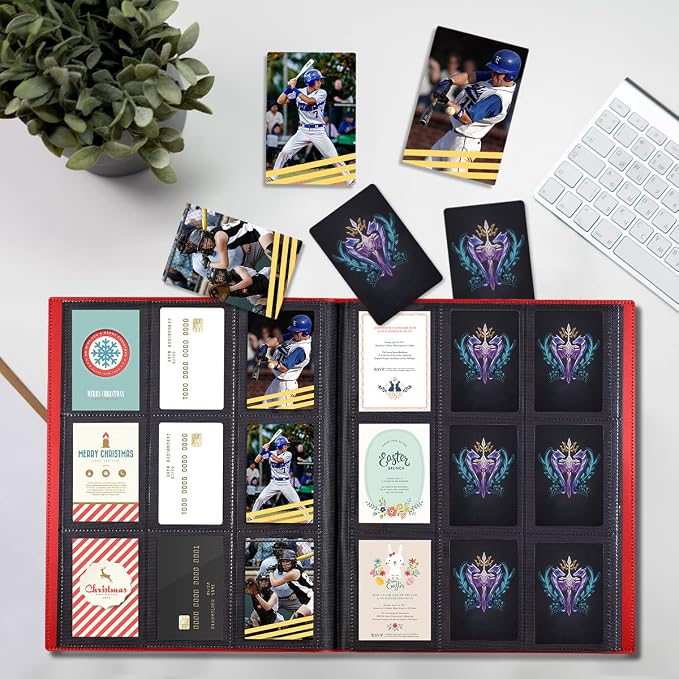 Upgraded 9 Pockets Trading Card Collection Binder, 360 Book Holder Album for Yugioh, MTG, TCG, Magic, Sports Cards - Red