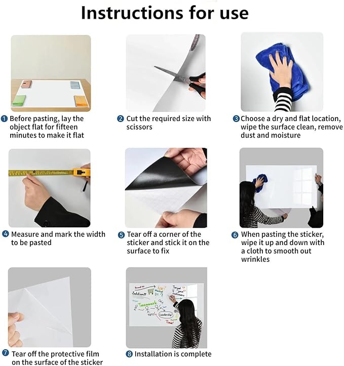 Magnetic Dry Erase Board Contact Paper 18"x24" for Wall | Stick on magnetic white boards for walls. Magnet receptive magnetic board for wall holds magnets.