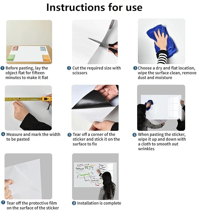 Magnetic Dry Erase Board Contact Paper 47"x94" for Wall | Stick on magnetic white boards for walls. Magnet receptive magnetic board for wall holds magnets.