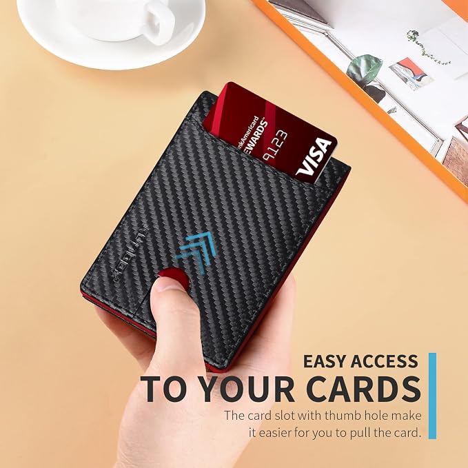 RUNBOX Wallet for Men, Slim Leather Bifold, RFID Blocking Card Holder | Minimalist Front Pocket Design, Credit Card Organizer, Holds 11 Cards, Large Capacity, Thin Profile, Birthday Gifts for Men