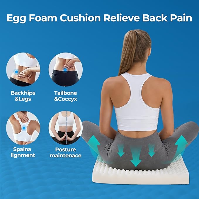 Ganondorf Extra Large Egg Crate Recliner Seat Cushion for Elderly Tufted Furry Booster Foam Cushion, Pressure Relief for Long Sitting Orthopedic Chair Cushion for Recliners Office Chairs, Beige