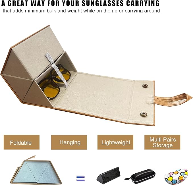 Longjet Sunglasses Organizer Travel Glasses Case 5 Slots Multiple Pairs Eyeglasses Storage Box Hanging Eyewear Holder