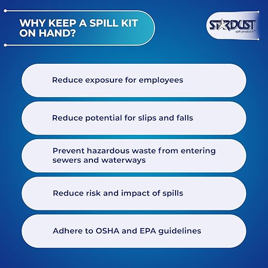 Stardust Spill Products Universal Spill Kit – OSHA Compliant Solution for Vehicles, Industrial, & Restaurant Use, Emergency Response Chemical, Water, & Bodily Fluid Cleanup, 12-Pack
