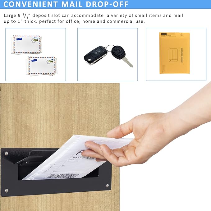 Durabox Through The Wall Drop Chute – Adjustable Two Piece Steel Deposit Drop Slot for Documents, Letters, Payments and Other Non-Bulky Items and Mail D100 (Black)