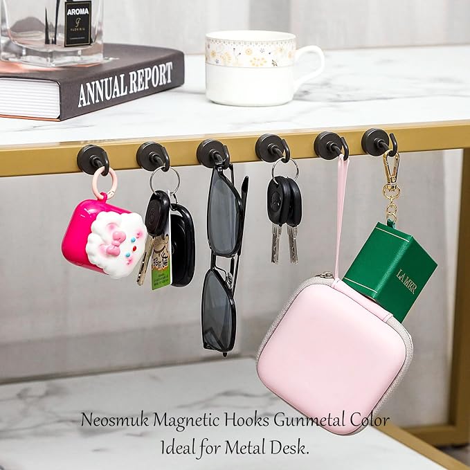 Neosmuk Magnetic Hooks, Heavy Duty 40lb+ Strong Magnet Hook for Cruise Cabins, Cruise Essentials 2026 for Hanging, Metal Wall Refrigerator Hangers (Grey, 10 Pack)