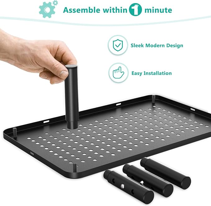 WALI Desk Organizer, 1 Tier Computer Monitor Stand for Desk, Desk Monitor Riser 3 Height Adjustable, Laptop Stand Underneath Storage for Office, Home, School Supplies (STT003), 1 Pack, Black