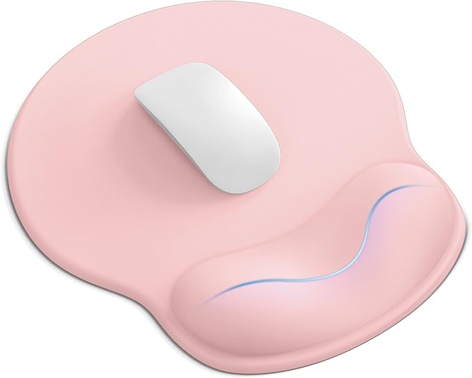 Mouse Pad with Wrist Rest for Desktop Large Ergonomic Mouse Mat(Coral Pink) | 10.6''L x 9''W Size, Gel Wrist Support, Non-slip Base, Washable Surface, Laptop Mousepad
