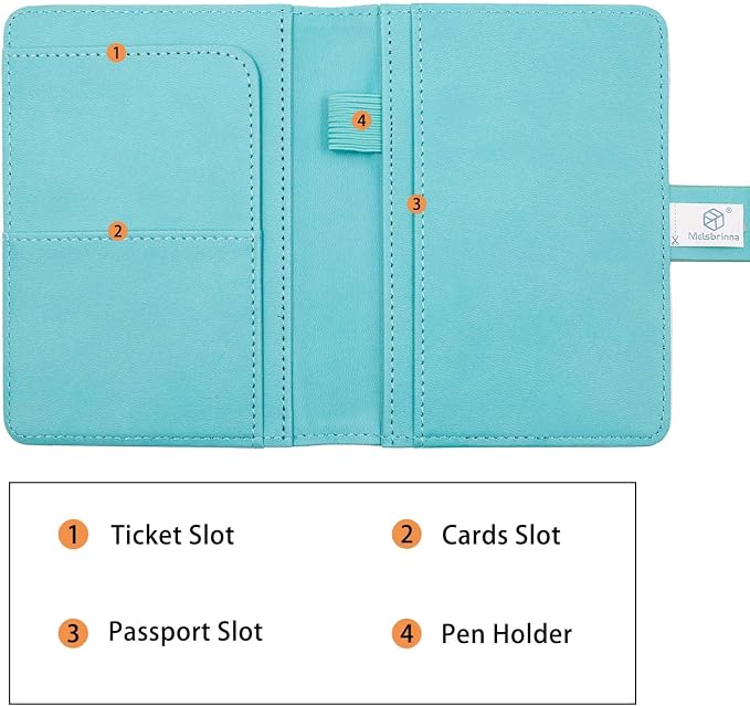 Melsbrinna Premium Leather Passport Holder Covers Case, Waterproof Rfid Blocking Travel Wallet Passport Holder with Pen Holder, Cute Passport Book for Women/Men