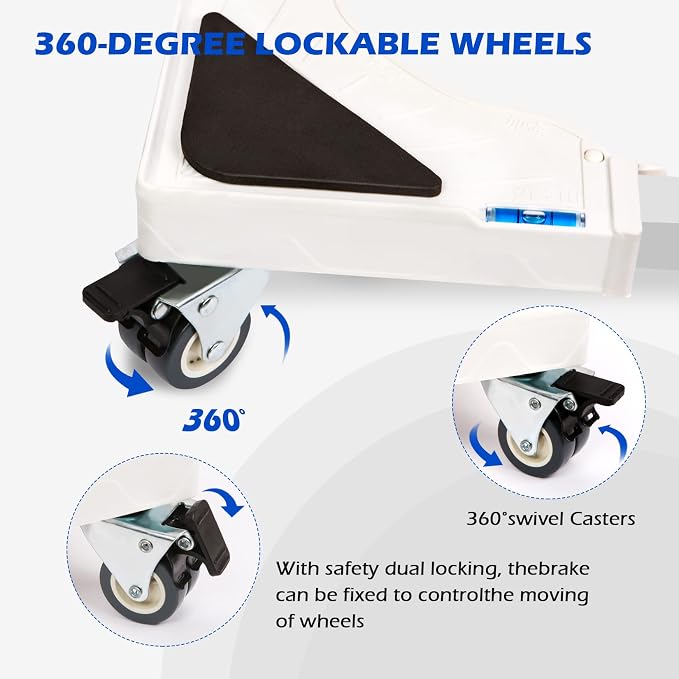 Nefish Furniture Dolly Adjustable Mini Fridge Stand Dolly Cart with 4 Lockable Wheels Washing Machine Stand Mobile Roller Universal Mobile Base Stand for Washer Dryer Refrigerator