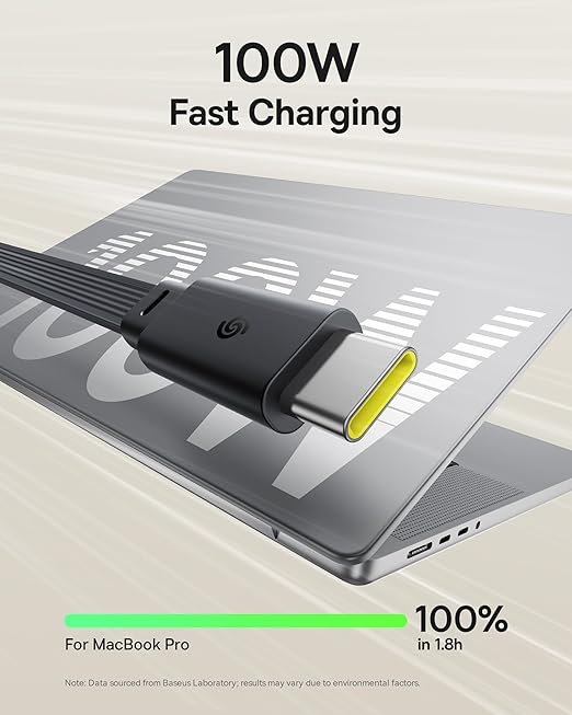 Baseus Retractable USB C Cable, 100W 4.9ft USBC to USBC Fast Charging Cable, 6-Stage Length Preset Retractable Type C Charger Cord for iPhone 16 15 Pro Plus Pro Max, MacBook, iPad, Galaxy S24/S23