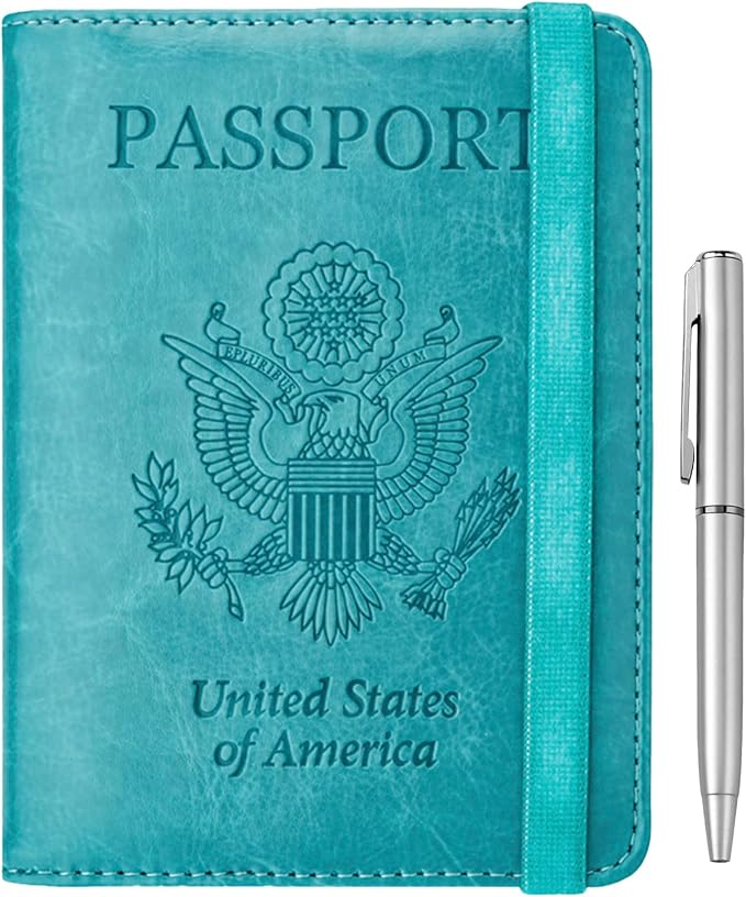 WALNEW Passport Holder for Travel, RFID Passport Cover Wallet for Women Men, PU Leather Passport Book Card Holder Case with Pen, Travelling Essentials for Flying | PU Leather Passport Cover Case with Pen Holder, Travel Must Haves Accessories, Passport ...