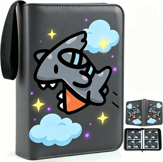 Card Binder 4 Pocket, Trading Card Holder Fits 400 Cards With 50 Removable Sleeves, Portable Collection Card Ablum, Game Card Case book With Zipper for Gift - Deep Grey