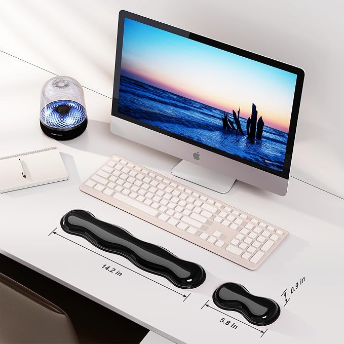 MOKURU Gel Keyboard and Mouse Wrist Rest Set, Comfort Ergonomic Wrist Support, for Wrist Pain Relief, Computer Keyboard Wrist Rest (Black)