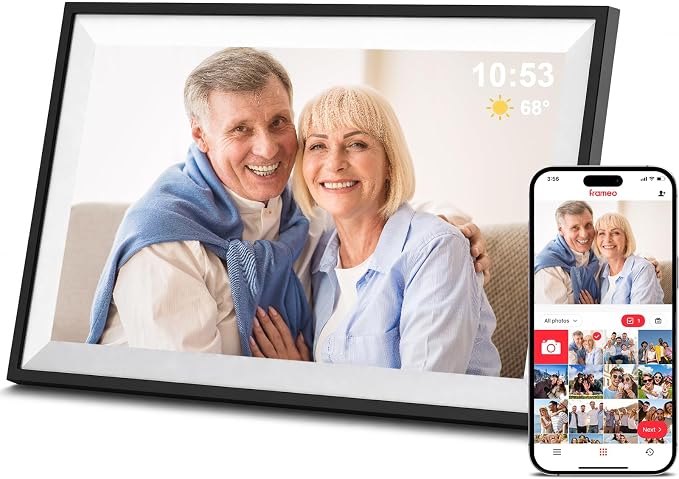 Digital Picture Frame, Frameo 15.6 Inch WiFi Digital Photo Frame, 1920x1080 HD IPS Touch Screen, 32GB Storage, Auto-Rotate, Wall Mountable, Easy Setup to Share Photos/Videos via Frameo App