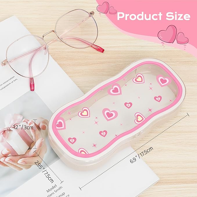 MoKo Glasses Case Hard Shell, Cute Eyeglass Case for Reading Glasses, Clear Eyeglasses Case for Women Girls