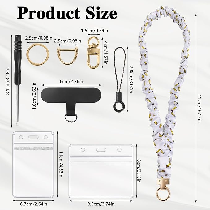 Prudiut Scrunchie Lanyard for ID Badges, Retractable Teacher Lanyards Stretchy Scrunchie Lanyard with ID Holder for Women (Pencil)
