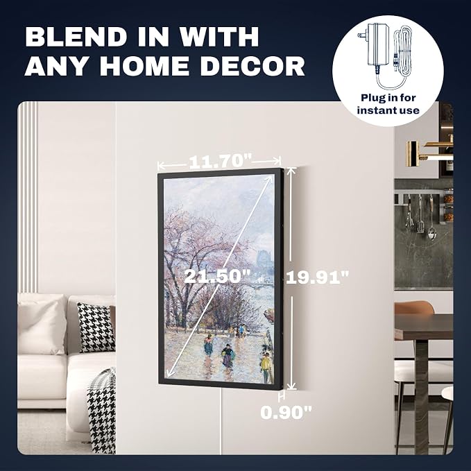 FRAMEO 21.5 Inch Touchscreen Large Digital Photo Frame, 1920x1080 WiFi Digital Picture Frame 64GB, Security Share Photo/Video via APPs, Email, USB/Mirco SD, Easy Set Up, Gifts for Mom