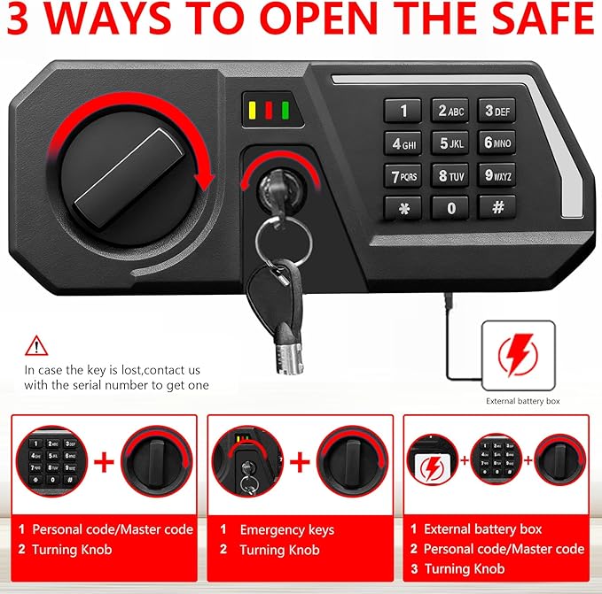 1.3 Cub Small Safes for Home Use Fire and Water Proof, Digital Security Fireproof Safe Box with Combination Lock, Smart Alarm System and Removable Shelf, Fire Safe for Home Documents Valuables