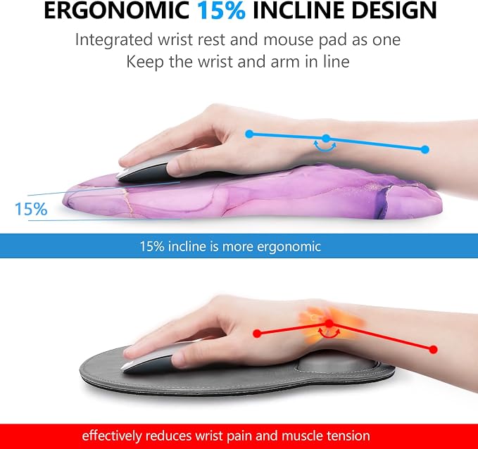Ergonomic Mouse Pad with Wrist Support and Keyboard Wrist Rest Set | Memory Foam Wrist Cushion, Non-Slip PU Base, Massage Design, Relieves Wrist Pressure for Work, Gaming & Office Use