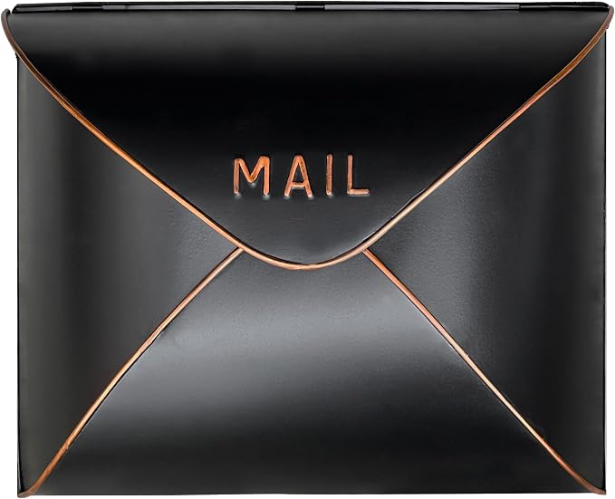 NACH Black Mailbox Wall Mount, 12.5 x 5 x 10 inch Wall Mount Mailboxes for Outside, Waterproof Mailboxes for Outside - Envelope Mailbox