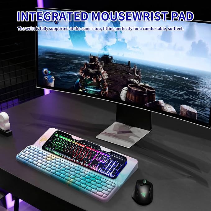 Keyboard Stand for Desktop, Keyboard Wrist Rest, Ergonomic Keyboards Holder for Easy Typing Working, Wrist pad for Keyboards with Comfortable Wrist Rest for Keyboard Blue Pink