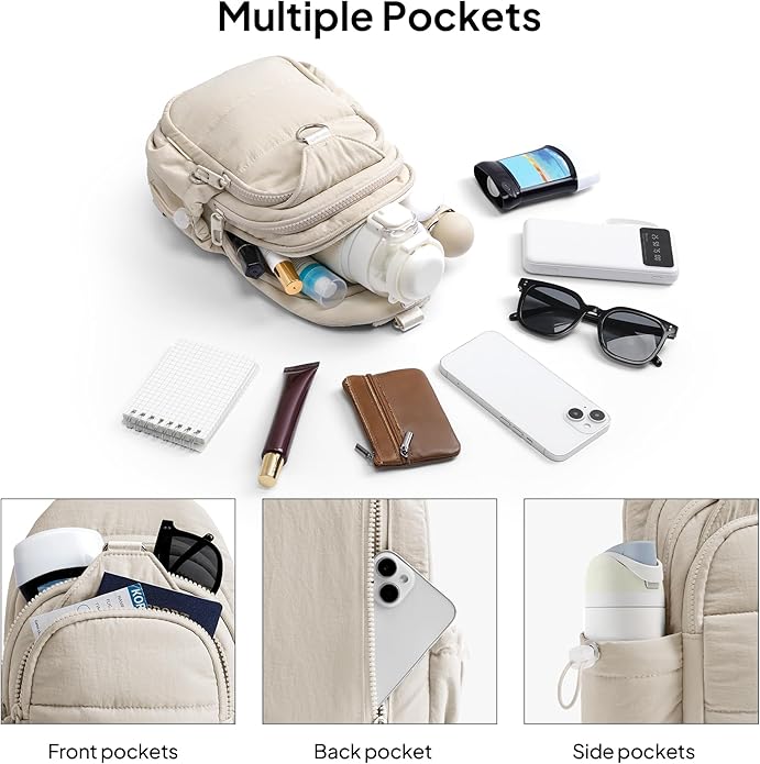 TOPEAST Sling Bag for Women, Anti-Theft Crossbody Bag with RFID Blocking & Small Water Bottle Holder for Travel