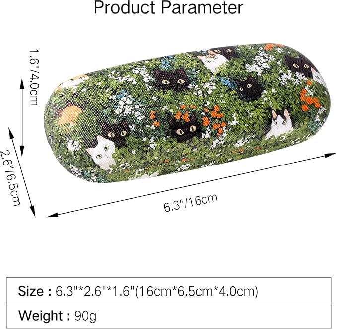 PERFECTSIGHT Hard Shell Eyeglasses Case, PU Leather Protective Glasses Case, Cute Eyeglass Case for Women Men Girls