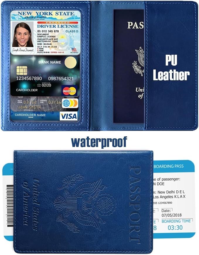 Sizobi Passport Holder for Travel Men, RFID Blocking Passport Covers Case | Passport Wallet Card Slot, International Travel Must Haves Travel Accessories for Women, Cruise Ship Essentials Gifts, Blue