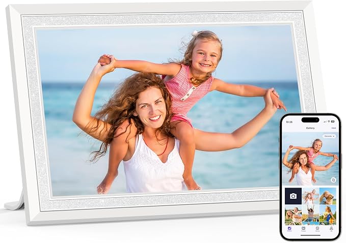 Uhale 10.1 Inch Digital Picture Frame 32GB Momery White WiFi Electronic Photo Frame IPS HD Touch Screen Display Share Photos/Videos Instantly Anywhere Gifts for Mom Dad Grandparents