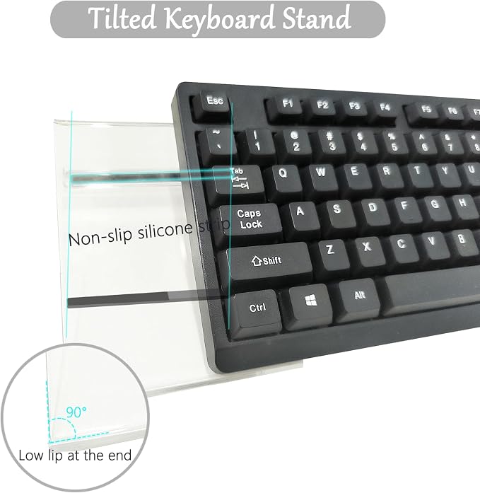 Gel Wrist Rest for Keyboard and Mouse Transparent Acrylic Tilted Keyboard Riser for Desktop Ergonomic Computer Keyboard Stand Holder for Desk Silicone Mouse Wrist Pad Support 60% 68% 75% White