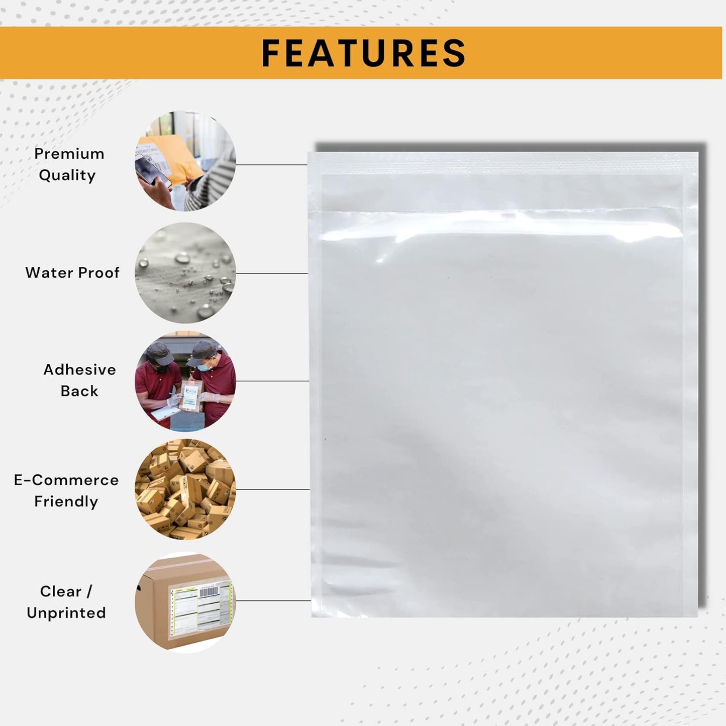 20,000 Pack 7"x10" Shipping Label Sleeves – Clear Self-Adhesive Packing Slip Pouches, Waterproof Packing List Envelopes – Ideal for Shipping Documents, Mailing Labels, Invoices & Packing Slips