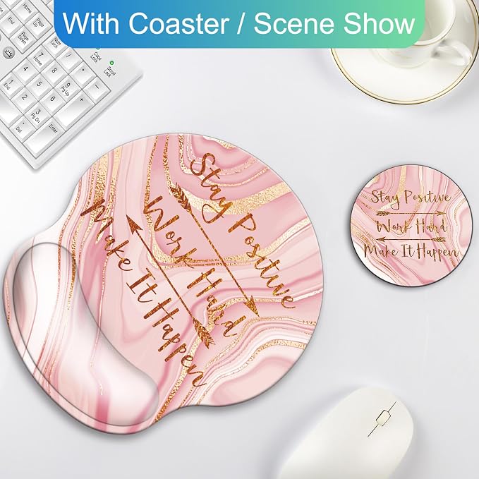 Ergonomic Mouse Pad with Wrist Rest Support,Gel Mouse Pads for Desk | Big Mousepad With Coaster Non-slip & Pain Relief for Computer, Home&Office Desk Decor