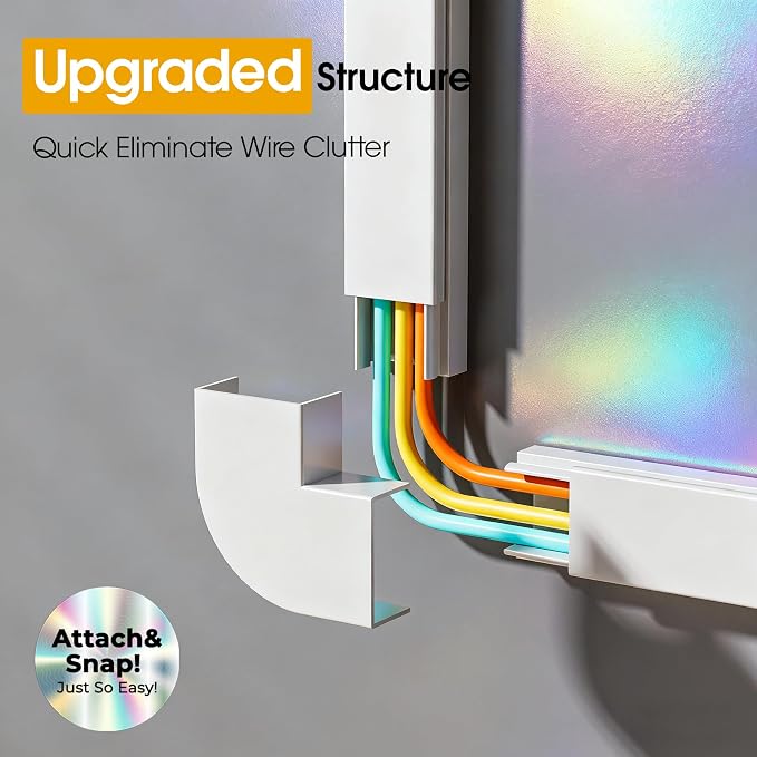 Wire Covers for Cords on Wall, 212.6in Cord Hider Wall, Cord Covers for 2-3 Wires on Wall, Paintable Cable Hider Raceway, Easier Set-up Wire Hider, Self-Adhesive Cable Cover, W0.95 H0.55in, White