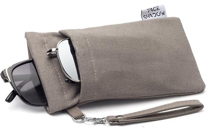 Face Shadow Double Glasses Case Soft Eyeglass Case For Women Men Squeeze Top Sunglasses Case With Cleaning Cloth