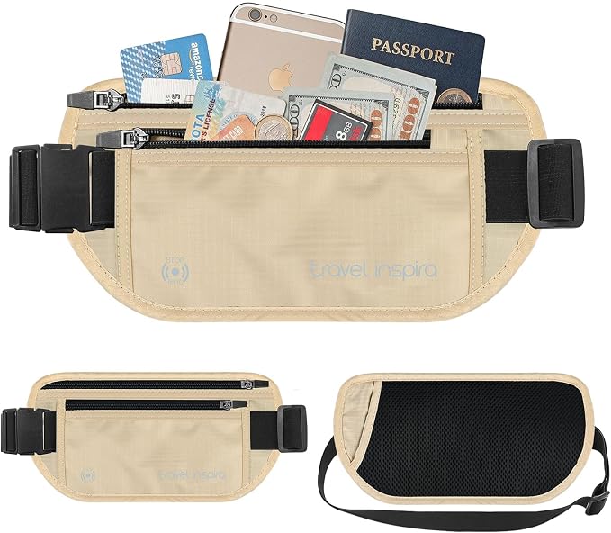 travel inspira RFID Blocking Hidden Money Belt | Dual Zipper Storage