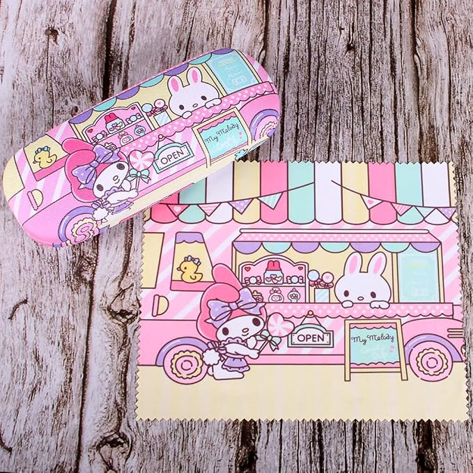 ADBGV Cute Stylish Hard Shell Eyeglasses Cases Protective Case Storage Box With Glasses Cloth Eyeglass Strap for Girl Teen