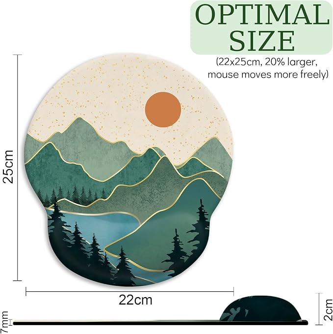 LIMKRIAN Ergonomic Mouse Pad with Wrist Rest, Sunrise Mountain Desk Decor | Non-Slip PU Base, Smooth Surface, Cooling Gel Eases Wrist Pain, Comfort Wrist Support, Cute Office Supplies Desk Accessories