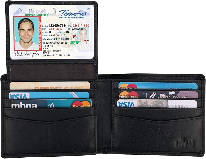 HIMI Wallet for Men-Genuine Leather RFID Blocking Bifold Stylish Wallet With 2 ID Window