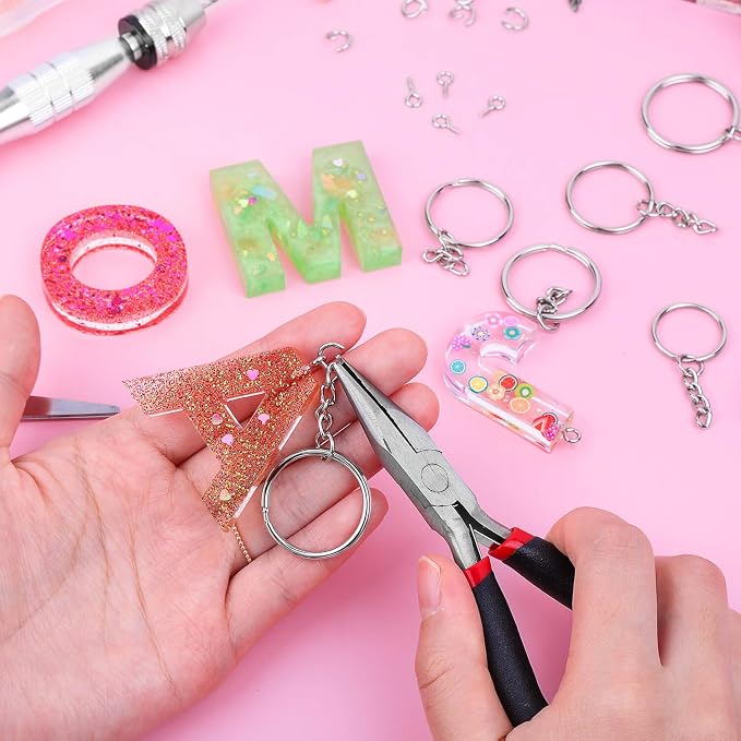 Audab 360Pcs Keychain Bulk, 120Pcs Keychain Rings with Chain and Open Jump Ring with Screw Eye Pins for Crafts and Jewelry Making