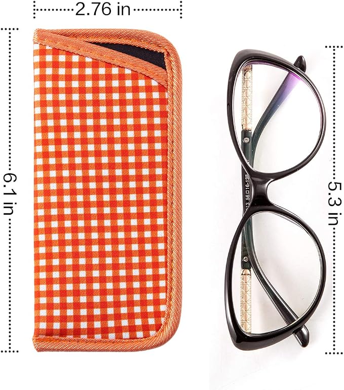 TRIUMPH VISION Reading Glasses Pouch Eyeglass Sleeve Soft Case Slim 3 Pack | Alternative to Bulky Case Lightweight，Neoprene Lined Padded Protect Optical lens Slip in, Cute Pattern Portable for Daily Use