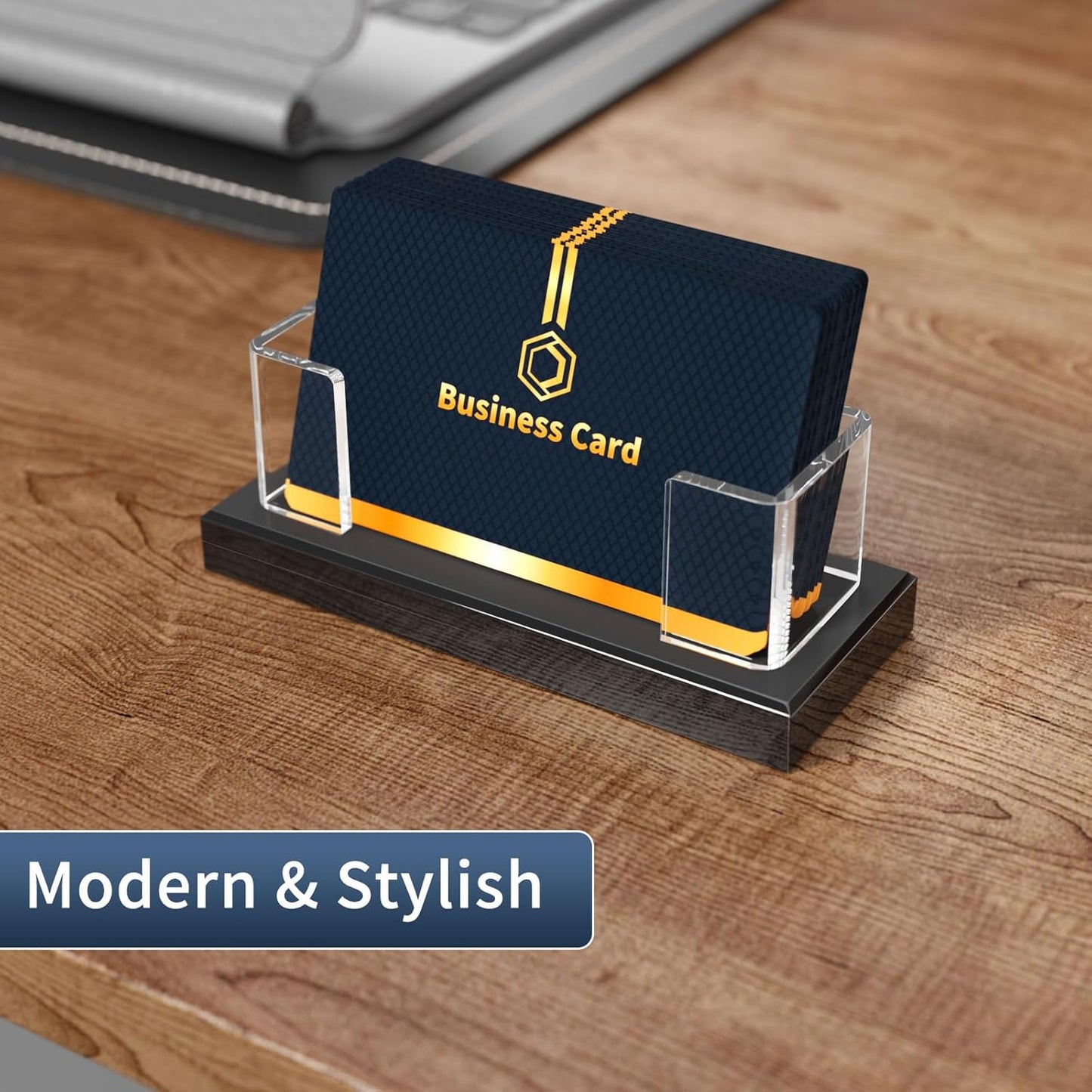 NIUBEE Acrylic Business Card Holder: Clear Plastic Business Cards Display Stand for Desk - Gift Card Organizer for Office 8 Pieces