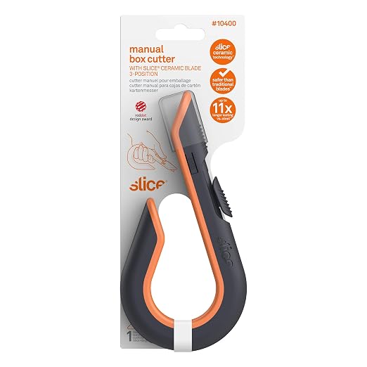 Slice 10503 Box Cutter, Retractable, Utility Knife, Finger Friendly edge, Stays Sharp up to 11x Longer Than Metal , 6 Pack