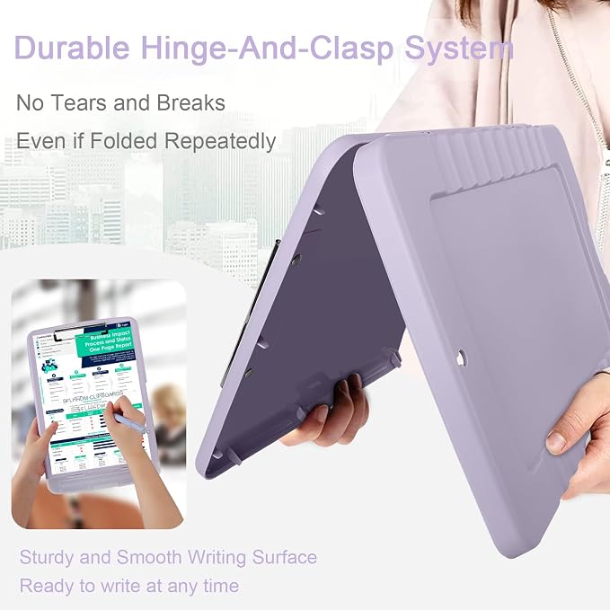 SFLHHDM Clipboard with Storage,Storage Clipboard with Pen Holder, A4 Binder Clip Boards 8.5x11 with Low Profile Clip,Side Opening Nursing Clipboards, Clipboards Folder for Office Supplies-Dusty Purple