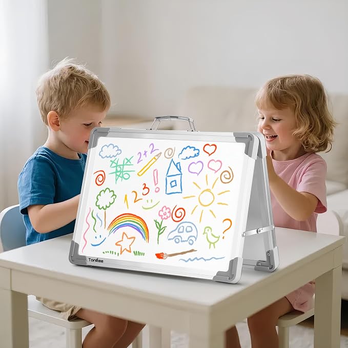 Dry Erase Board 18x24 Double Sided Magnetic Whiteboard with Stand | Portable, Foldable, With Stand, Magnetic, Desk Top White Board for School Classroom Homeschooling Office Home Teacher Student